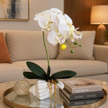 Imagem de Arranjo Orquídea Artificial Vaso Decoração Enfeite Casa 40cm - Genéric