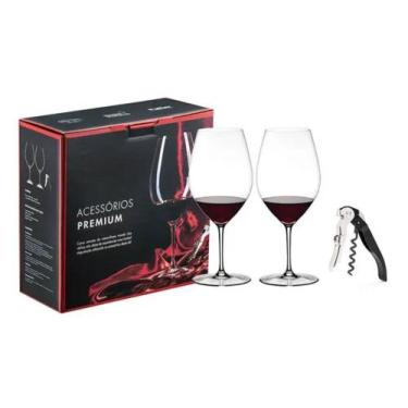 Imagem de Kit 2 Taças Riedel 995 Ml Saca-rolhas Pulltex Clickcut Preto - Lapis e