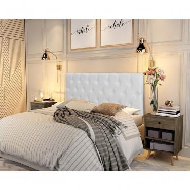 Imagem de Painel Cabeceira Paris Queen para Cama Box 1,58 Fixação na Parede Corino Branco RA Estofados