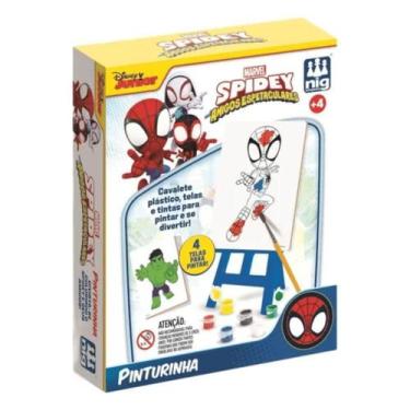 Imagem de Kit de Pintura Spidey 12 Peças com Cavalete e Tintas Guache Nig Brinqu