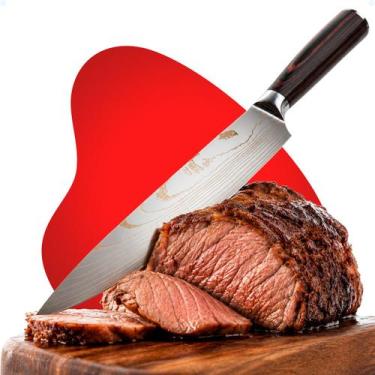 Imagem de Faca Chef Para Carnes Cozinha Churrasco Multiuso Inox 8 Pol. - Hxt