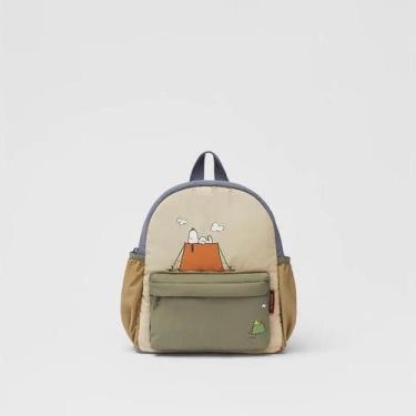 Imagem de Mochila Infantil Impermeável Snoopy Com Bolsos Laterais, Mochila Escol