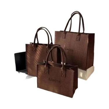 Imagem de Bolsa De Ombro Feminina De Feltro Simples Em Cores Sólidas Grande Capa