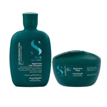 Imagem de Kit Shampoo e Máscara Alfaparf Semi Di Lino Reconstruction