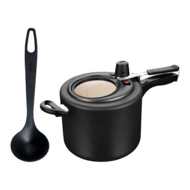 Imagem de COMP Panela de Pressão Preta c/ Visor de Vidro Superior 4,5L + Concha 