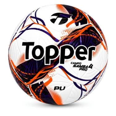 Imagem de Bola futebol campo oficial topper samba pro n4 - alta qualidade, Branc