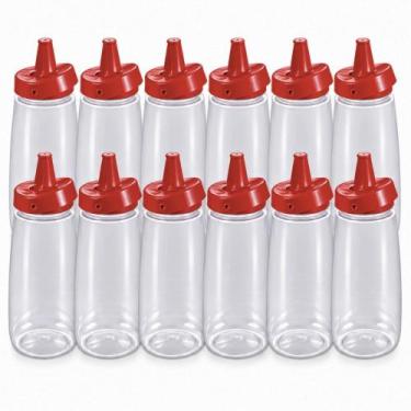 Imagem de Bisnaga com tampa Flip vermelha de ketchup 520ml 12 unidades Plasutil 