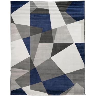 Imagem de Tapete Decorativo Sala de Estar Hamilton 300x400 Cinza/Azul G67 - Gran Belo
