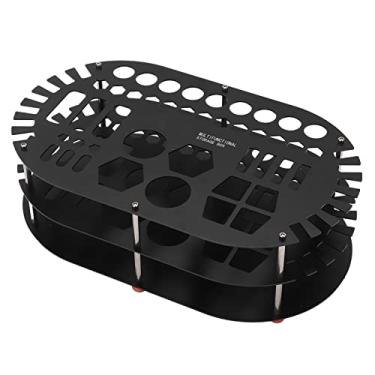 Imagem de Porta-chaves de fenda, 42 slots antideslizantes porta organizador de mesa flexível estável 2 camadas para carro modelo(R783BL preto)