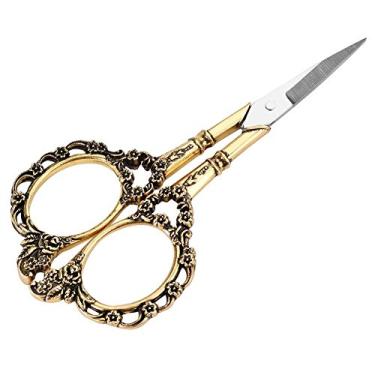 Imagem de Tesoura estilo vintage antigo comprimento 11 cm/4.3in corte bordado flor padrão tesoura tesoura ferramenta de costura alfaiate estilo europeu bordado doméstico acessórios de costura DIY (# 3)