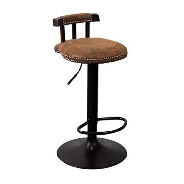 Imagem de Banco De Bar De Couro Redondo Vintage, Cadeira Giratória De Altura Ajustável, Cadeira Estofada Americana Vintage Country, Ilha De Cozinha, Café, Bistrô, Cadeira De Restaurante De Café Da Manhã