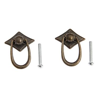 Imagem de 2 conjuntos de anel alça antiga bronze pull 30x40mm w/gaveta de parafuso armário de porta vintage jóias cozinha cozinha banheiro quarto decora YYDFPIIA