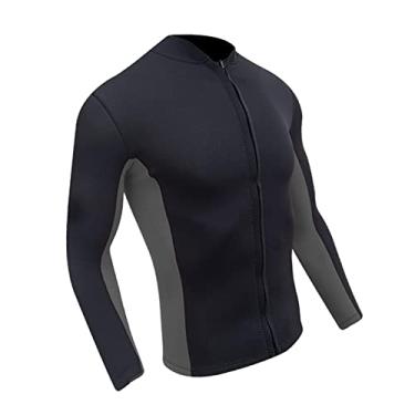 Imagem de shamjina Jaqueta de neoprene / 2mm blusas de neoprene adultos surfe roupa jaqueta de neoprene compridas roupas, Cinza Preto XXXL