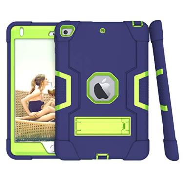 Imagem de iPad Mini 5 Case, iPad Mini 4 Case, Hybrid Three Layer Armor Shockproof Rugged Drop Protection Cover Case Built with Kickstand for iPad Mini 4/5 7.9 Inch-Navyblue+Olivine