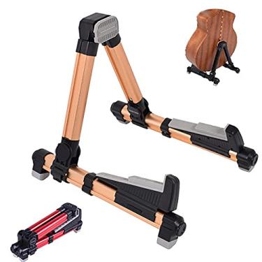 Imagem de Yajun Suporte de guitarra dobrável ajustável de alumínio para violão, violino, violino, violino, violino, violino, dourado