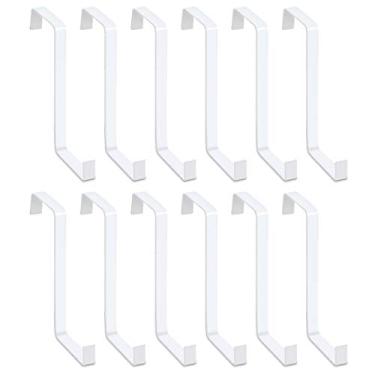 Imagem de Gancho para porta – Ganchos para pendurar porta adequados para duas portas de tamanho reversível, design de porta de metal, ganchos para toalha para banheiro, quarto, casaco, 6-YHS95-HANGER-OVDR-77-WHT-12P6, 12 pcs White Hooks, 12 pcs
