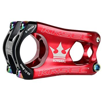 Imagem de Hastes de guidão de mountain bike CNC com alça curta Tate Mountain Bike de 31,8 x 50 mm Riser Stand Tube Guidão para haste de liga de alumínio para bicicleta de estrada, MTB, bicicleta cross-country (preto-vermelho)