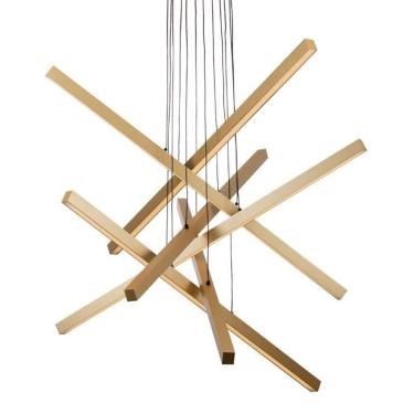 Imagem de Lustre Pendente Newline Fit Led 716 Bivolt Dourado 3000K Luz Amarela