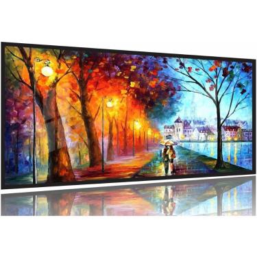 Imagem de Quadros Decorativos Casal Bosque Abstrato Sala Quarto 130x60 Moldura Preta 2x2