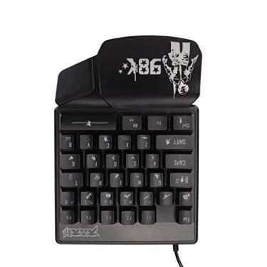Imagem de Teclado para jogos de uma mão, teclado profissional de jogos de LED simples de 35 teclas, teclado de jogos profissional com design ergonômico para jogos de esportes, preto