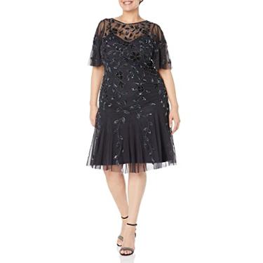 Imagem de Adrianna Papell Vestido midi feminino com contas, Crepúsculo, 38