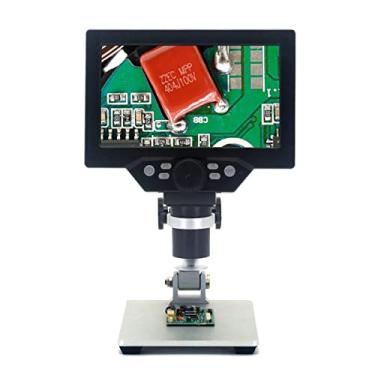 Imagem de Microscópio Adaptador Microscópio Digital Grande Tela Colorida de 7 Polegadas Grande Display LCD 12MP 1-1200X Ampliador com Liga de Alumínio Acessórios Microscópio (Cor: Tipo de Bateria)