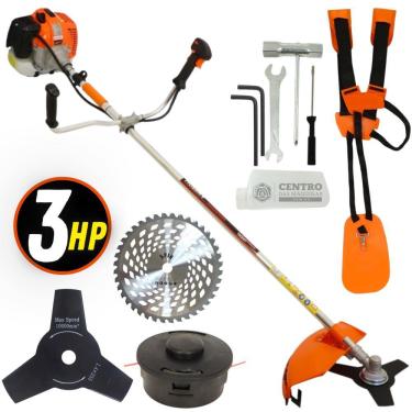 Imagem de Roçadeira Lateral Profissional Vulcan Vr620h 2T 62cc 3hp 10500rpm À Gasolina Com Lâmina de 3 Pontas e Carretel de Nylon + Faca De Videa 40 Dentes