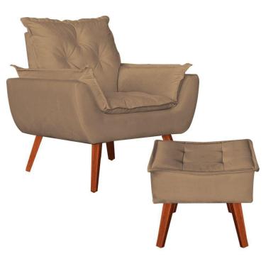 Imagem de Poltrona + Puff Opala Suede Bege