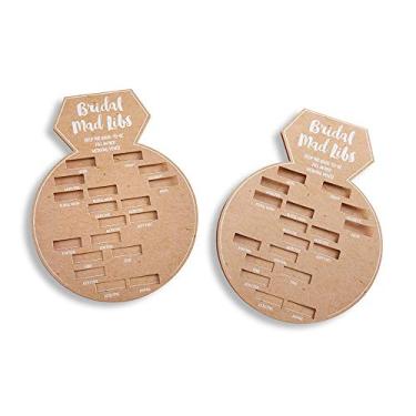 Imagem de Kate Aspen Caneca em forma de carta e anel do jogo de chá de noiva Mad Libs (conjunto com 50), kraft, branca