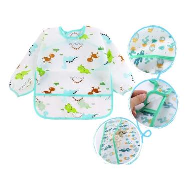 Imagem de Babador Avental Impermeável Manga Longa Estampado