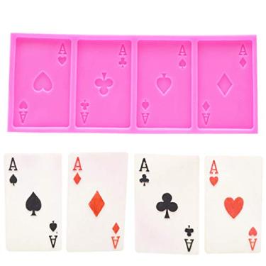 Imagem de 4 cartas de baralho de pôquer (quatro de um tipo) para bolo de chocolate fondant Topper de cupcake decoração pasta de goma argila de polímero doce resina ferramenta de molde de silicone