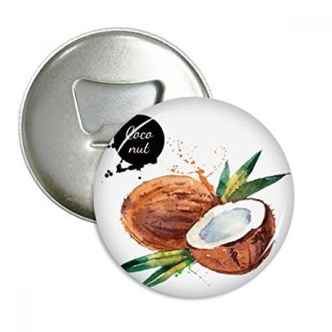 Imagem de Coconut Fruit Tasty – Abridor de garrafas em aquarela saudável com ímã de geladeira