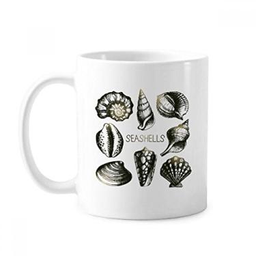 Imagem de Caneca de cerâmica Marine Life Black Scallop com ilustração de cerâmica para café e porcelana