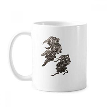 Imagem de Caneca de cerâmica cerâmica com estampa de monstro Cinco Goblins estilo tinta chinesa