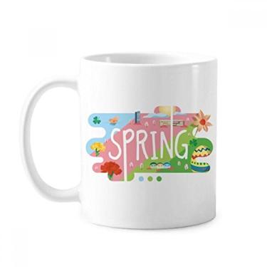 Imagem de Caneca com ilustração da estação de primavera cerâmica xícara de café porcelana louça