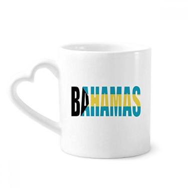 Imagem de Caneca com nome da bandeira do país das Bahamas caneca de café cerâmica copo de coração de vidro