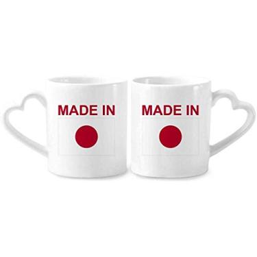 Imagem de Feito no Japão Country Love Conjunto de canecas de porcelana para casais, copo de cerâmica com alça de coração