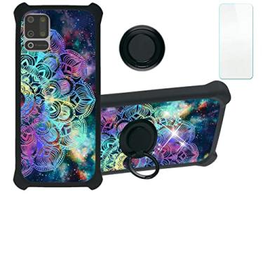 Imagem de Nuu B10 Capinha de Celular, Capa compatível com capa de telefone Nuu Mobile B10 [com protetor de tela de vidro temperado][PC rígido + silicone macio][luz refletora colorida] IMDH-HTT