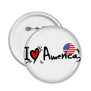 Imagem de Broche de coração I Love America World Flag Heart Pins Emblem de decoração 5 peças
