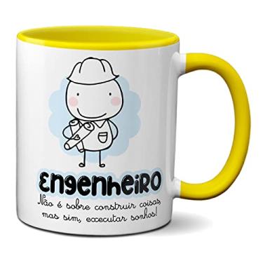 Imagem de Caneca Engenheiro Executar Sonhos Engenharia Por Amor (Amarela)