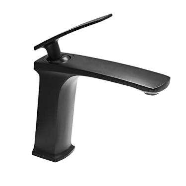 Imagem de LIDON Torneira de banheiro torneira de pia preta banheiro 1 furo torneira da pia do banheiro preto fosco único furo torneira do banheiro torneira do lavatório preta torneira da bacia preta para banheiro, preto A (cor: preto B)