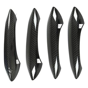 Imagem de Capa para maçaneta externa do carro, 4 peças de textura clara fácil instalação acabamento maçaneta porta externa resistente a arranhões para carro F06 F07 F10 M5 M6 LHD (com sensor)