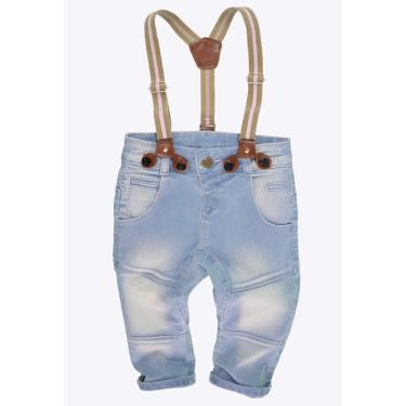 Imagem de Calça Infantil Menina Jeans Saruel Com Suspensório E Costura Rosa Cool Girlz
