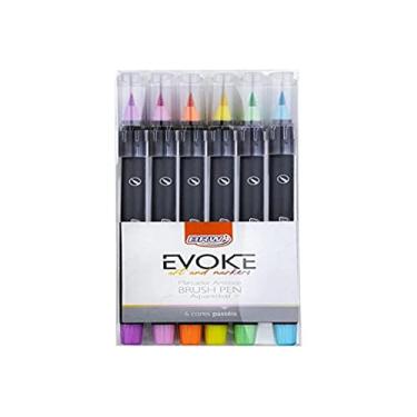 Imagem de Marcador Artístico Brush Pen Blister com 6 Cores Pasteis, BRW