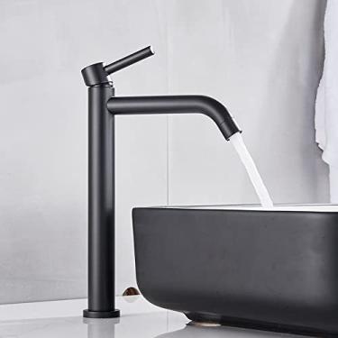 Imagem de Torneira de banheiro cromada para vaso de latão Torneira para pia montada no convés Torneira misturadora Água quente e fria, preta