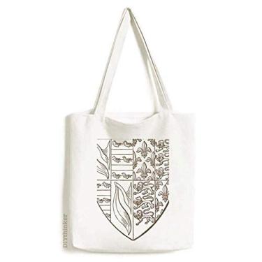 Imagem de Bolsa de lona preta branca com estampa de leão, estampa de ilustração de leão, bolsa de compras, bolsa casual