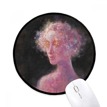 Imagem de Mouse pad roxo XJJ pintura a óleo para mesa escritório tapete redondo para computador