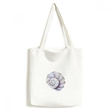 Imagem de Bolsa de lona colorida com ilustração de caracol da vida marinha bolsa de compras casual bolsa de mão