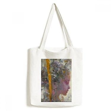 Imagem de Bolsa de lona XJJ com pintura a óleo e ópera chinesa bolsa de compras casual