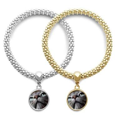 Imagem de DIYthinker Animal Looking Up Cat Photograph Lover Pulseira Pingente Joias Presente Casal